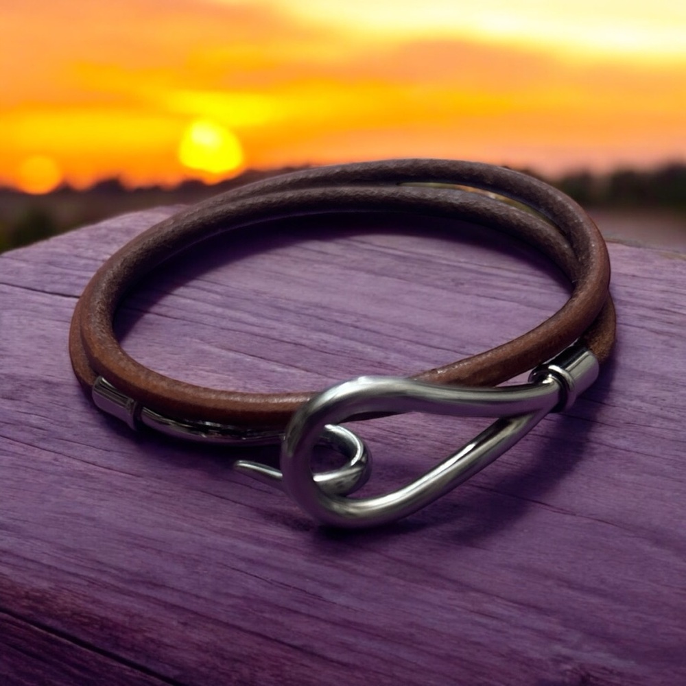 Hermès Jumbo Hook Double Tour Leather Bracelet Chocker Necklace